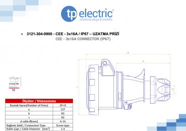 Preview: CEE Kupplung 3P 16A 6H IP67